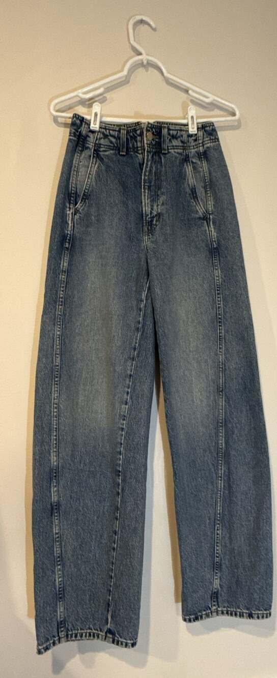 Apiece Apart Meridian Jean Blue Cotton Denim High Rise Wide Leg